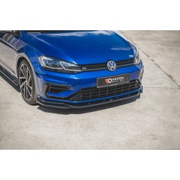 Накладка сплиттер на передний бампер на VW Golf VII R рестайл